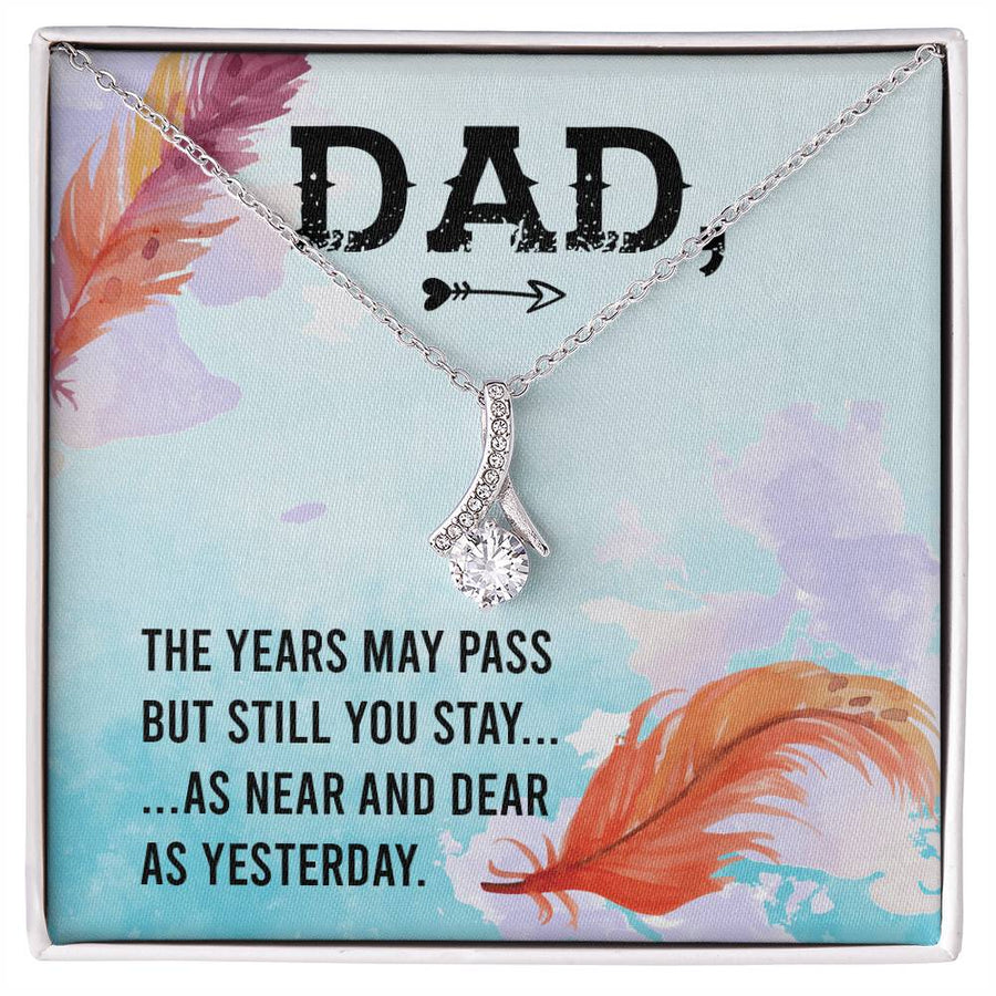 Near And Dear Yesterday Feathers 18K Yellow Gold Finish Alluring Beauty Necklace Jewelry Cherished Memorial Gift for Dad