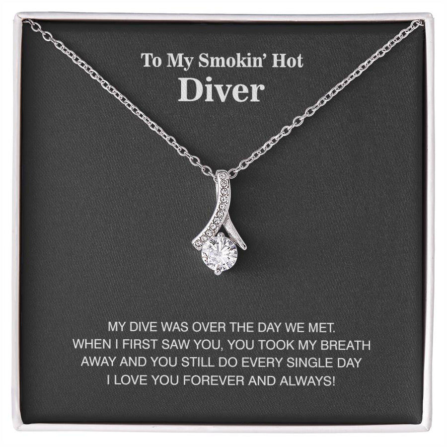 Smokin Hot Diver My Dive Was Over 18K Yellow Gold Finish Alluring Beauty Necklace Jewelry Perfect Gift for Diving Wife Anniversary