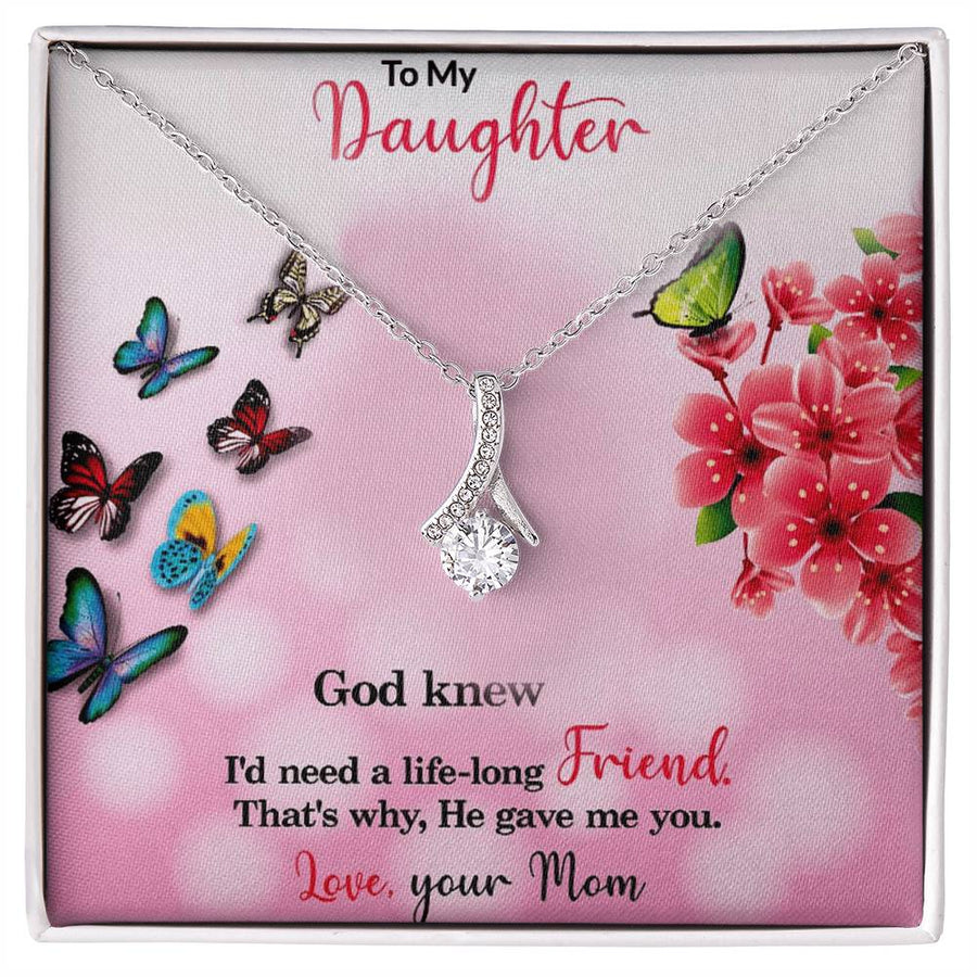 Lifelong Butterfly Friend Mom’s Blessing 18K Yellow Gold Finish Alluring Beauty Necklace Jewelry Beautiful Gift for Precious Daughter Birthday