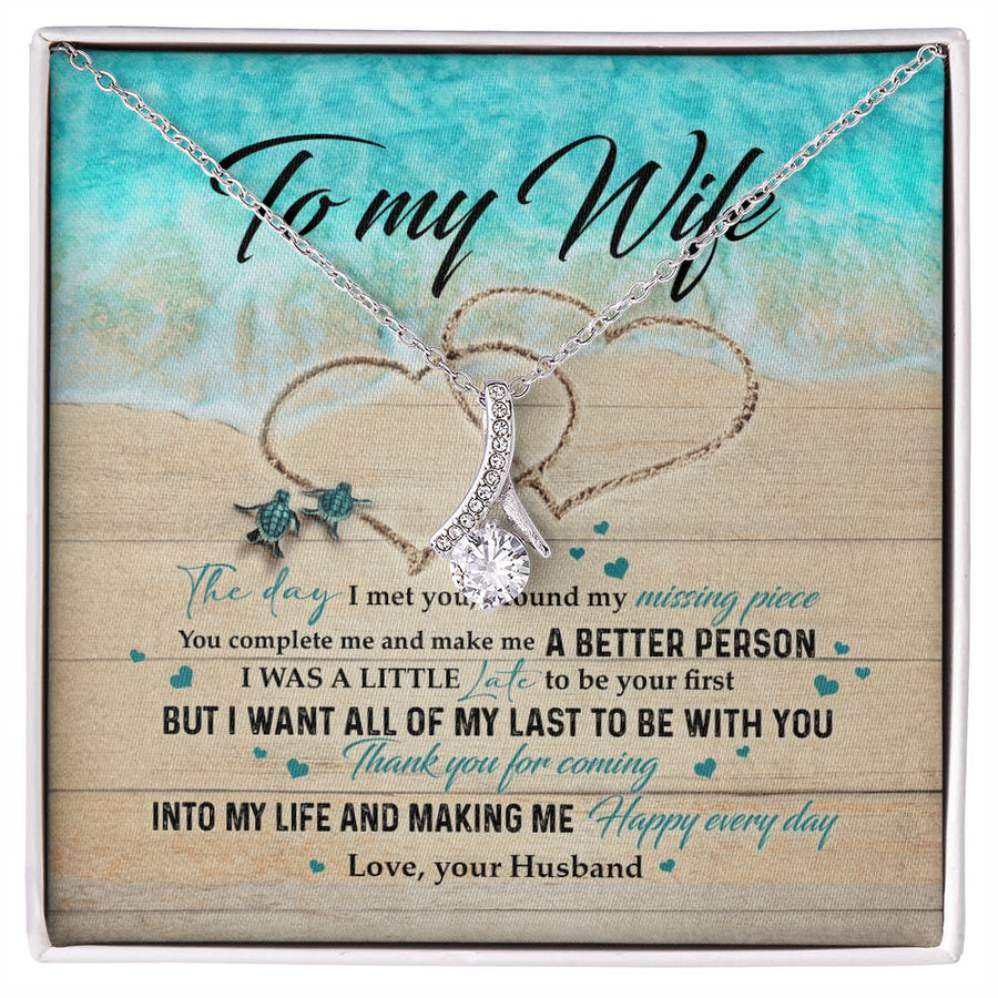 Thank You for Making Me Better Wife 14K White Gold Finish Alluring Beauty Necklace Jewelry Heartfelt Anniversary Gift for Stunning Wife from Loving Husband