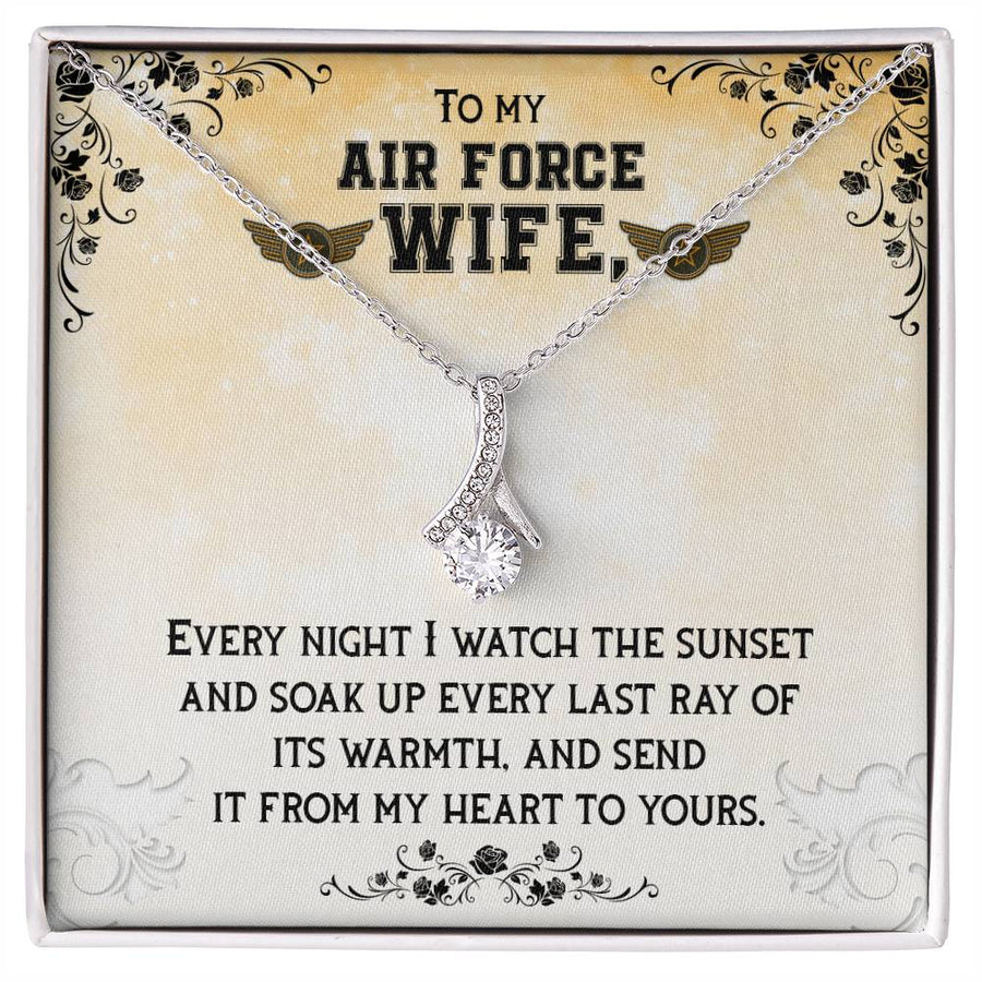 Air Force Wife Sunset Love Beautiful Gift 18K Yellow Gold Finish Alluring Beauty Necklace Jewelry Heartfelt Present for Proud Military Wife
