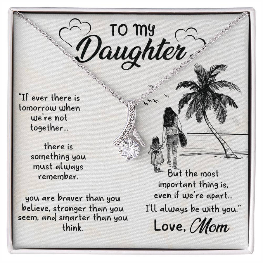 Brave Strong Daughter Always 18K Yellow Gold Finish Alluring Beauty Necklace Jewelry Empowering Gift for Daughter Birthday