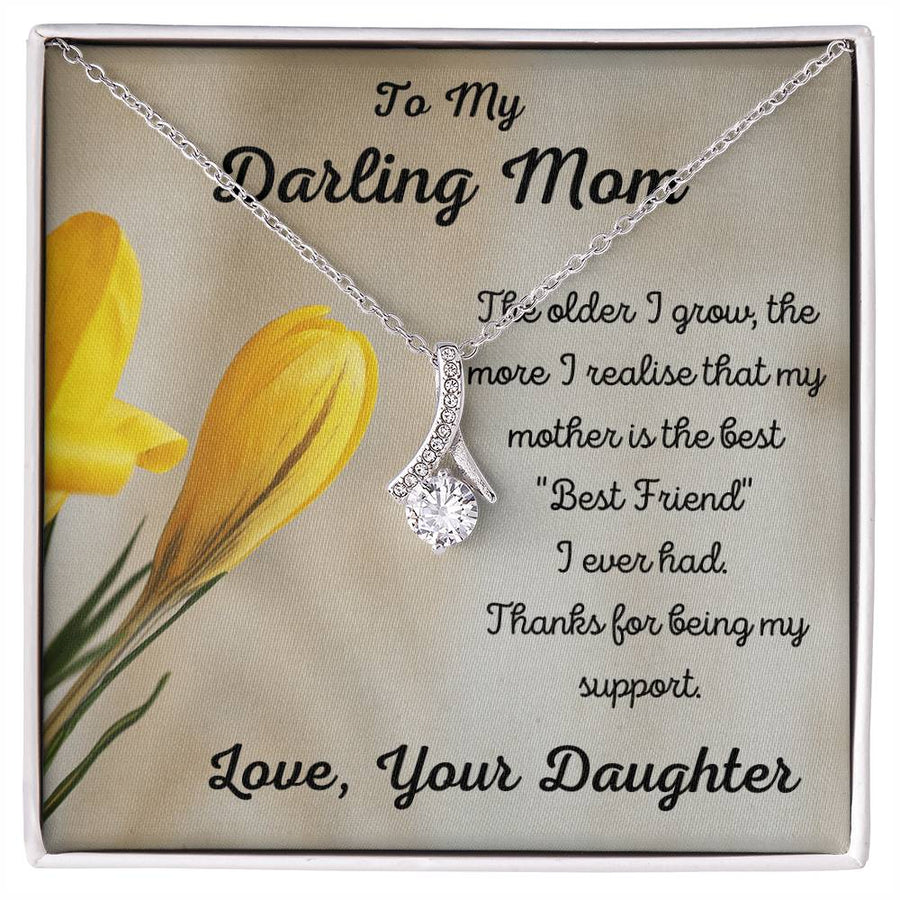 Darling Mom Lifelong Friendship Necklace 14K White Gold Finish Alluring Beauty Necklace Jewelry Emotional Gift for Radiant Mother Birthday
