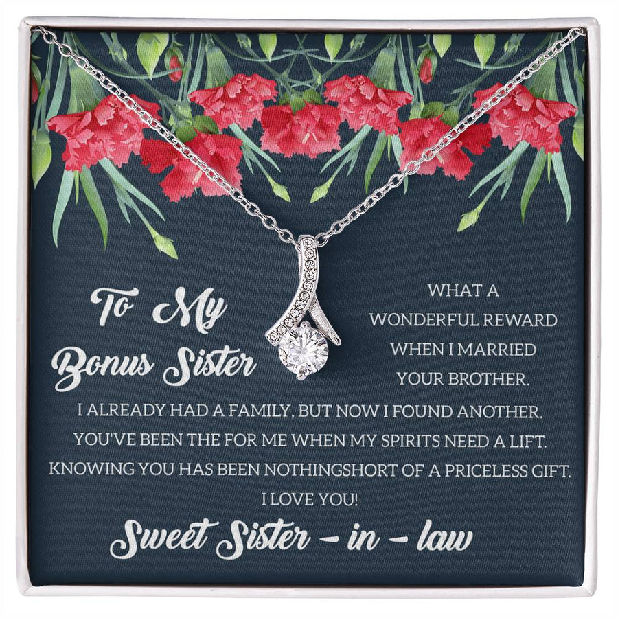 Spirit Lift Reward Carnation Sister-in-law Necklace 14K White Gold Finish Alluring Beauty Necklace Jewelry Emotional Gift for Amazing Sister Wedding Day