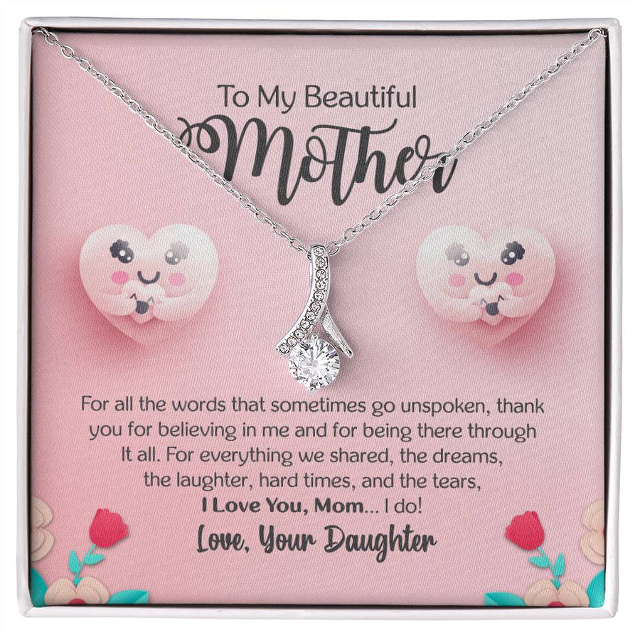 I Love You Mom Cute Hearts 18K Yellow Gold Finish Alluring Beauty Necklace Jewelry Loving Gift For Mother From Daughter