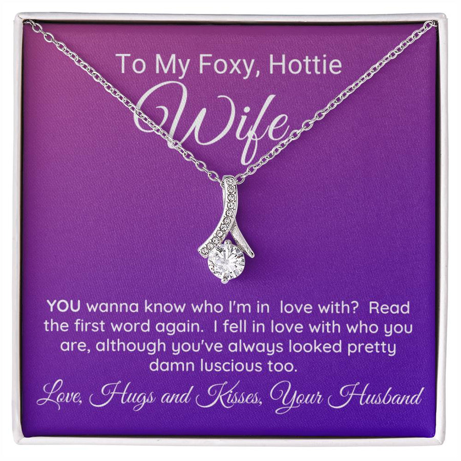 Foxy Hottie Wife True Love Always 18K Yellow Gold Finish Alluring Beauty Necklace Jewelry Romantic Gift for Beautiful Wife Anniversary