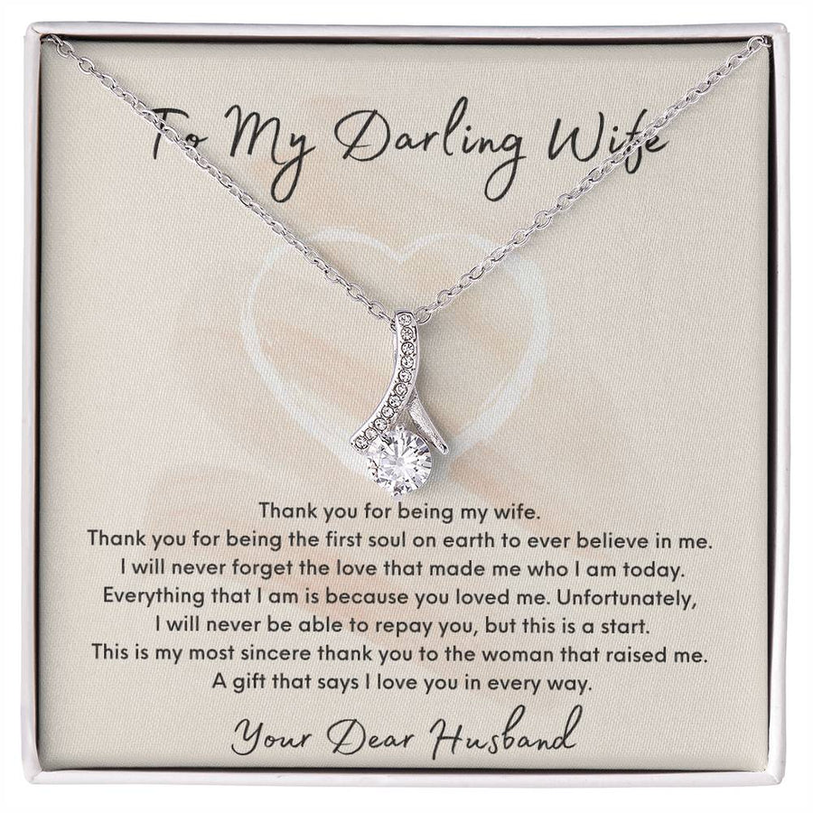 Thank You For Believing In Me 18K Yellow Gold Finish Alluring Beauty Necklace Jewelry Beautiful Gift for Darling Wife from Husband