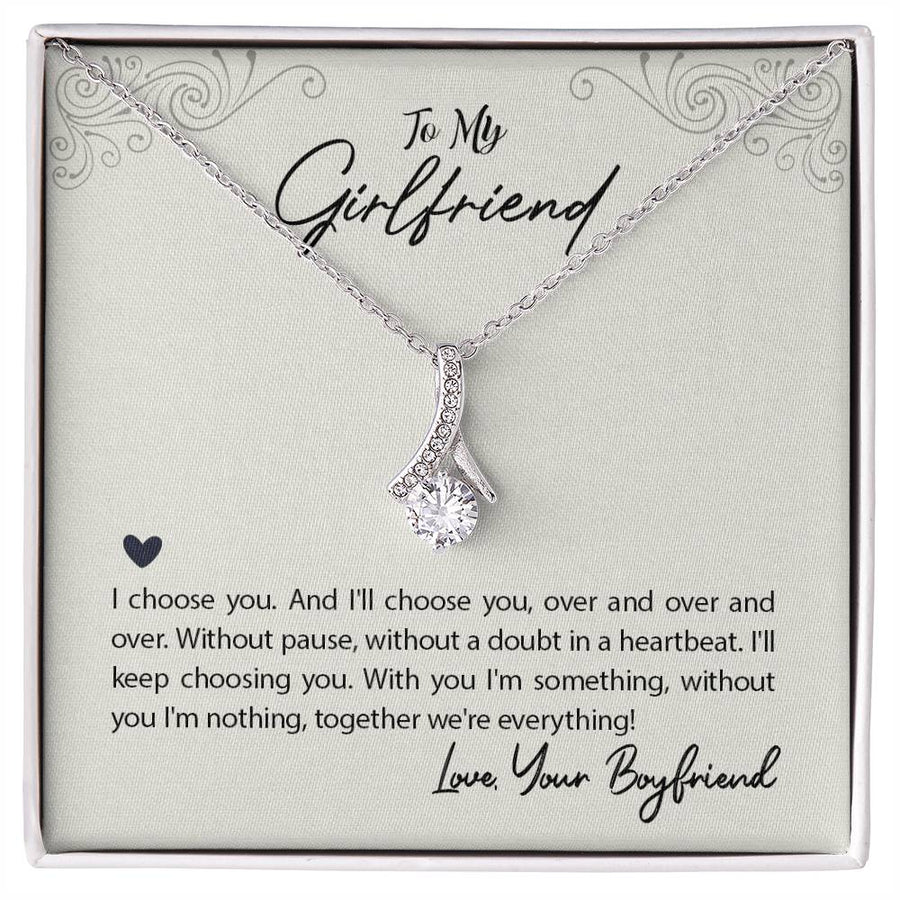 I’ll Choose You Again Beautiful Girlfriend 18K Yellow Gold Finish Alluring Beauty Necklace Jewelry Romantic Gift from Loving Boyfriend Anniversary