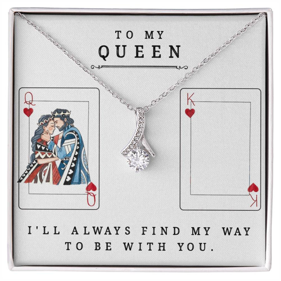 To My Queen Love Always 18K Yellow Gold Finish Alluring Beauty Necklace Jewelry Romantic Gift for Wife Anniversary