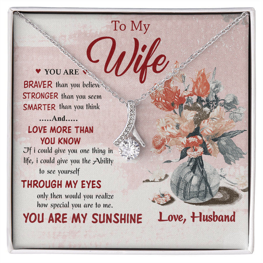 You Are My Sunshine Beautiful Wife Necklace 18K Yellow Gold Finish Alluring Beauty Jewelry Heartfelt Gift from Loving Husband Anniversary