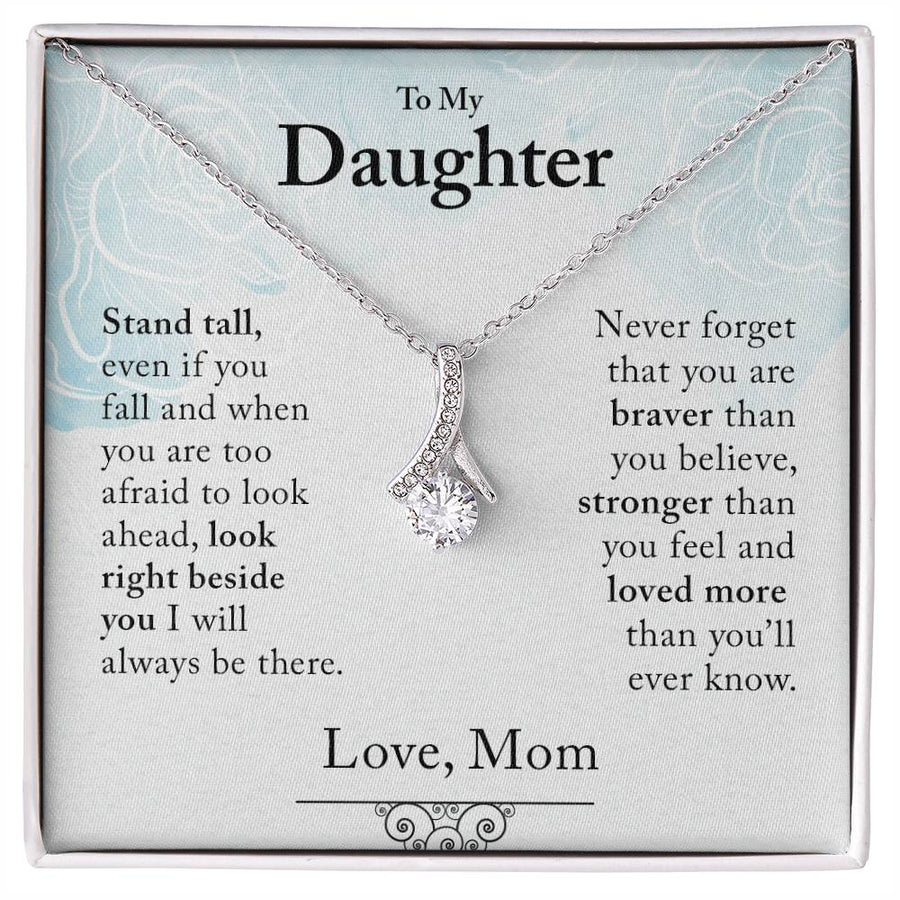 Daughter Stand Tall Fall Always Be There 18K Yellow Gold Finish Alluring Beauty Necklace Jewelry Beautiful Gift for Beautiful Daughter Birthday