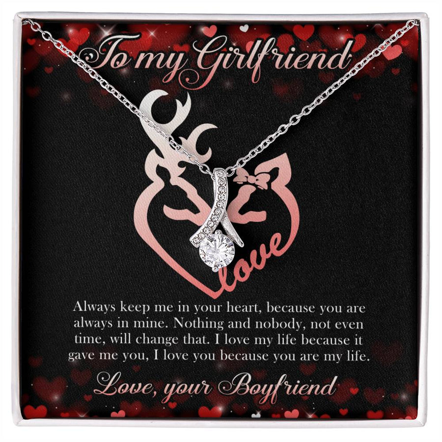 Hunting Girlfriend Always Keep Heart Always Mine 18K Yellow Gold Finish Alluring Beauty Necklace Jewelry Perfect Gift for Hunting Girlfriend Anniversary