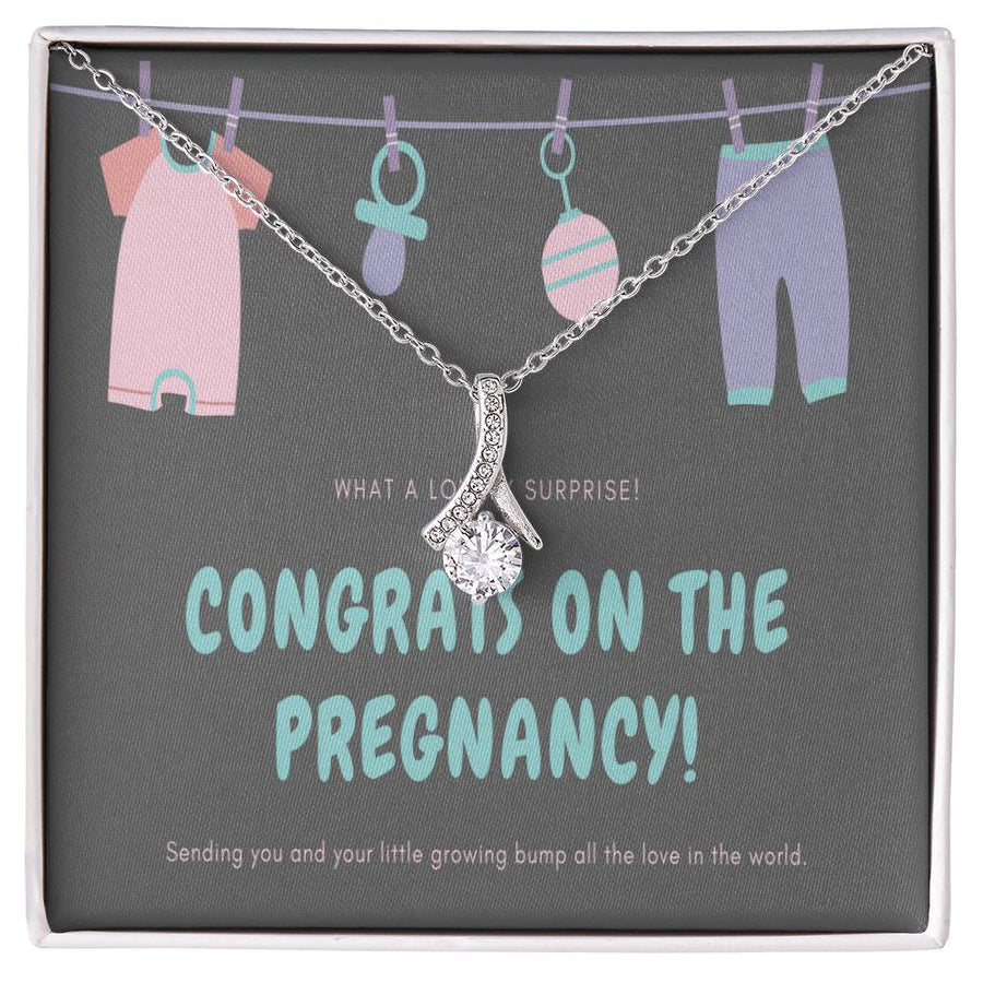 Hanging Toy Blessings 14K White Gold Finish Alluring Beauty Necklace Jewelry Joyful Keepsake for New Mommy Pregnancy Announcement