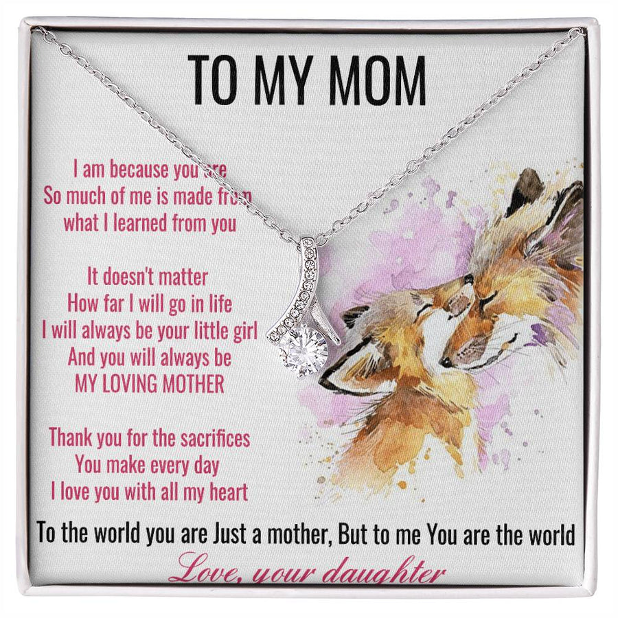 Sacrifice and Unconditional Love Mom 14K White Gold Finish Alluring Beauty Necklace Jewelry Emotional Gift for Radiant Mother Birthday