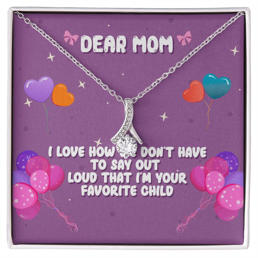 Favorite Child Humor Beautiful Mom Necklace 18K Yellow Gold Finish Alluring Beauty Necklace Jewelry Playful Present for Radiant Mother Birthday