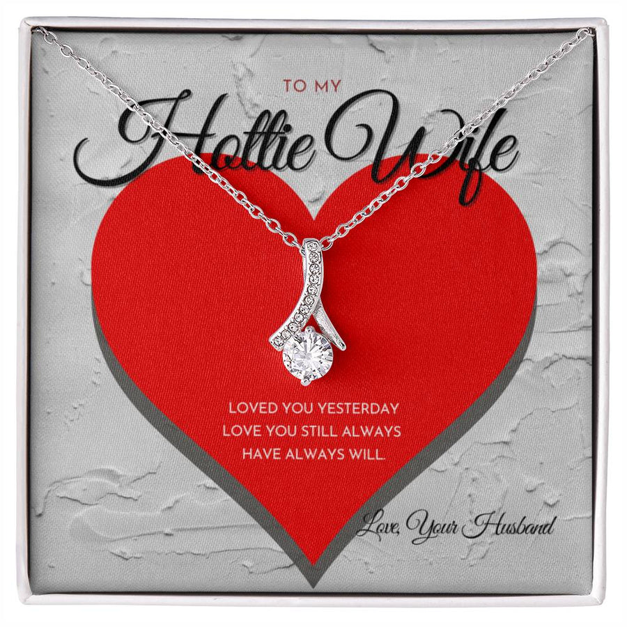 Loved You Yesterday Hottie Wife 18K Yellow Gold Finish Alluring Beauty Necklace Jewelry Romantic Gift for Beautiful Wife Anniversary