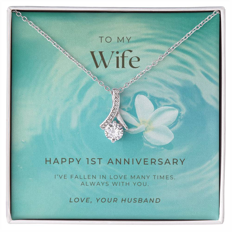 Fallen In Love Many Times Elegant Wife 18K Yellow Gold Finish Alluring Beauty Necklace Jewelry Perfect Gift for Wife 1st Anniversary from Husband