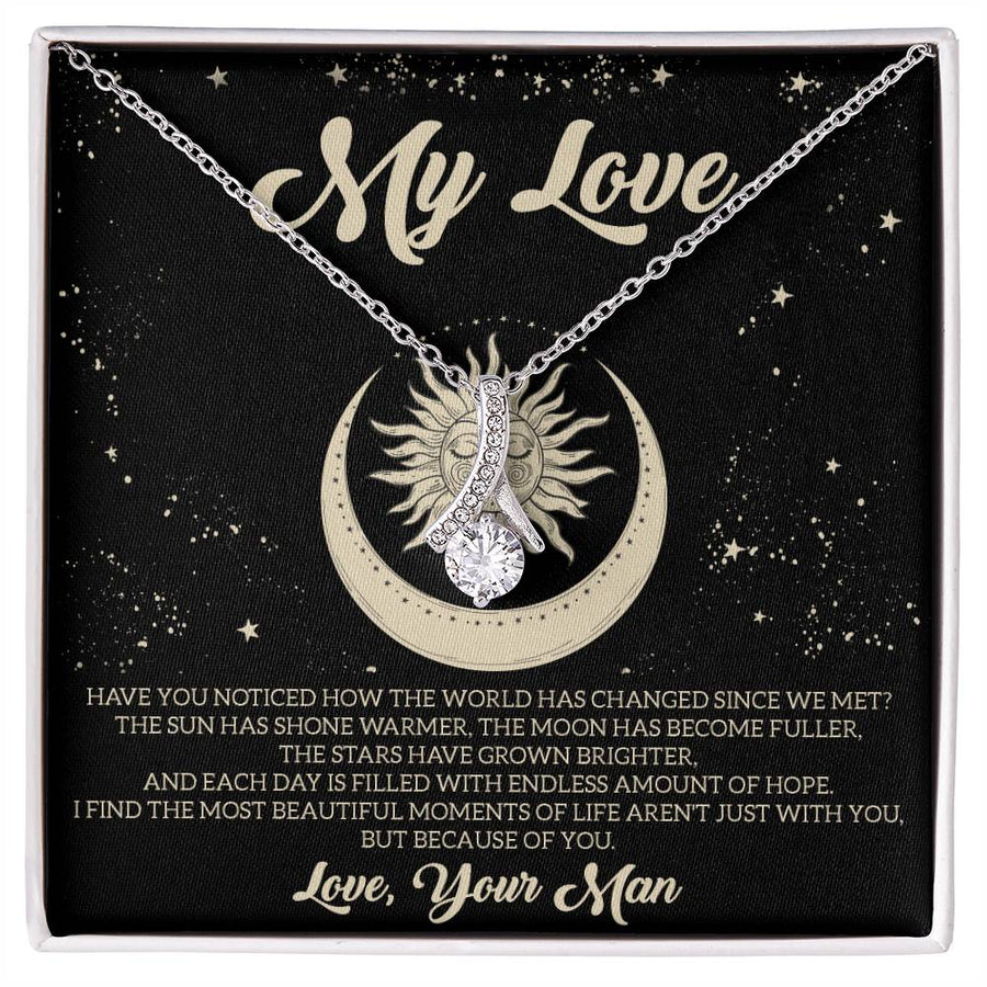 Stars Have Grown Brighter With You 18K Yellow Gold Finish Alluring Beauty Necklace Jewelry Unique Gift for My Love from Your Man