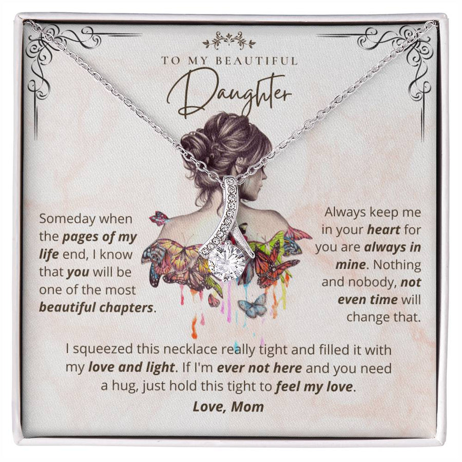 Always Keep Heart Always In Mine Love 14K White Gold Finish Alluring Beauty Necklace Jewelry Perfect Gift for Beautiful Daughter Birthday