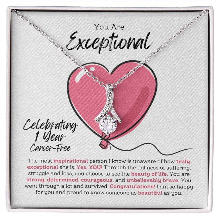 Exceptional Brave Survivor Woman Inspiration 1 Year 18K Yellow Gold Finish Alluring Beauty Necklace Jewelry Empowering Gift for Cancer-Free Her Anniversary