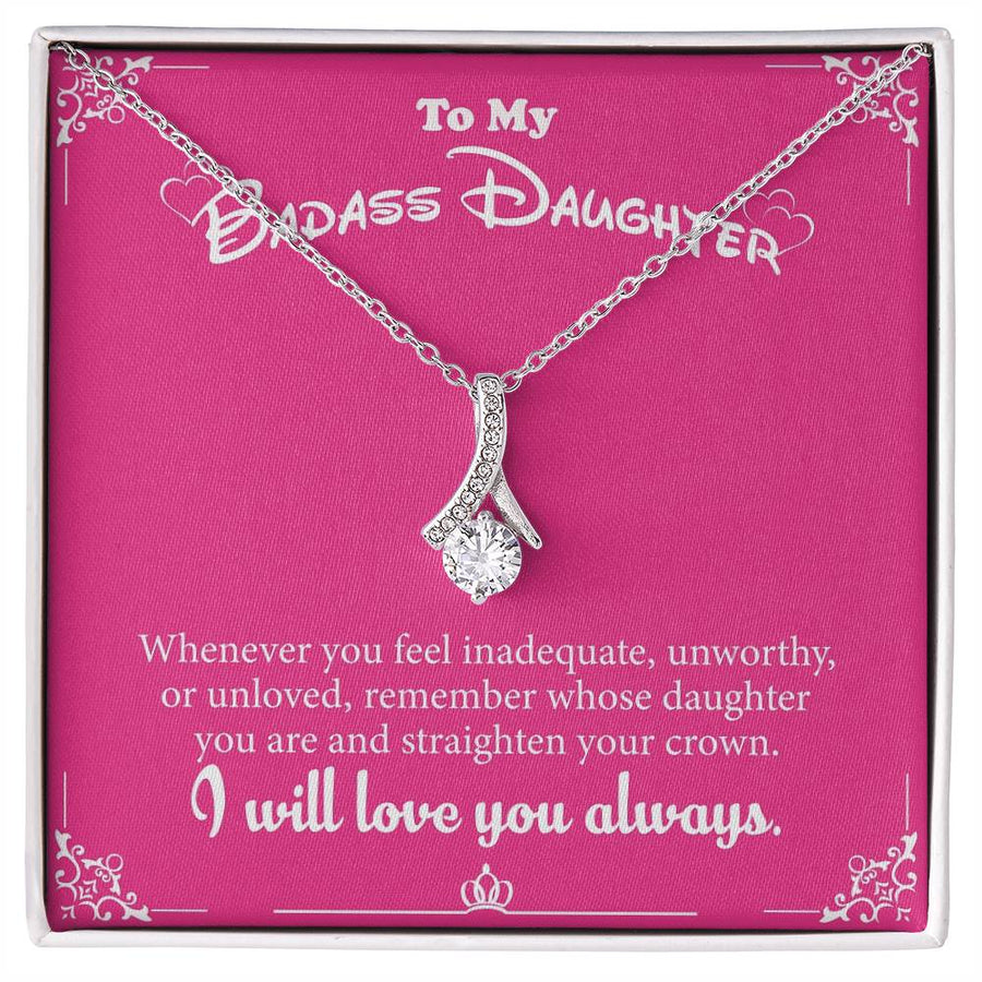 Will Love You Always Badass Daughter Crown 18K Yellow Gold Finish Alluring Beauty Necklace Jewelry Beautiful Gift for Beautiful Daughter Birthday