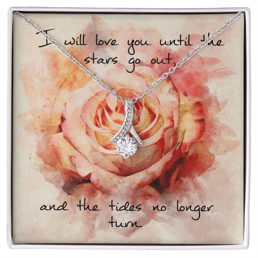 Eternal Love Beautiful Rose Promise Necklace 18K Yellow Gold Finish Alluring Beauty Necklace Jewelry Romantic Gift for Gorgeous Wife Anniversary