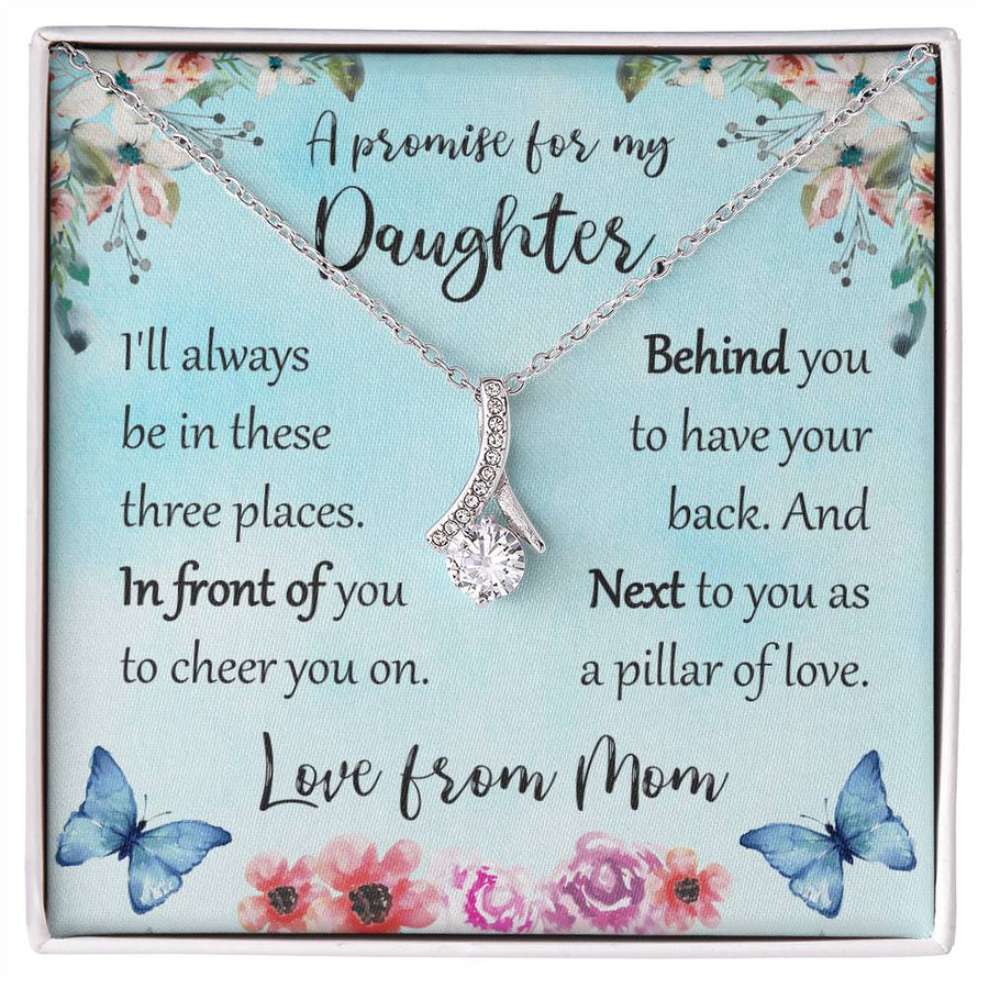 Always With You Promise Beautiful Daughter 18K Yellow Gold Finish Alluring Beauty Necklace Jewelry Heartfelt Gift from Mom for Cherished Daughter