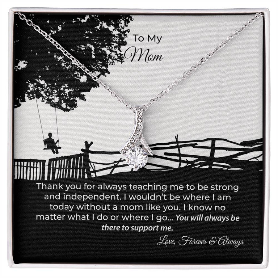 Mom Teaching Strong Independent Always Support Me 18K Yellow Gold Finish Alluring Beauty Necklace Jewelry Beautiful Gift for Mom Mother's Day