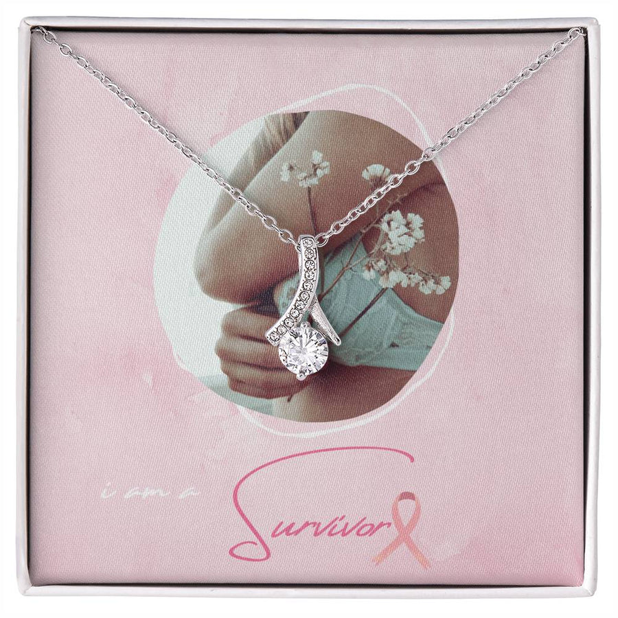 Survivor Blossom Pink Affirmation 18K Yellow Gold Finish Alluring Beauty Necklace Jewelry Empowering Gift for Courageous Woman