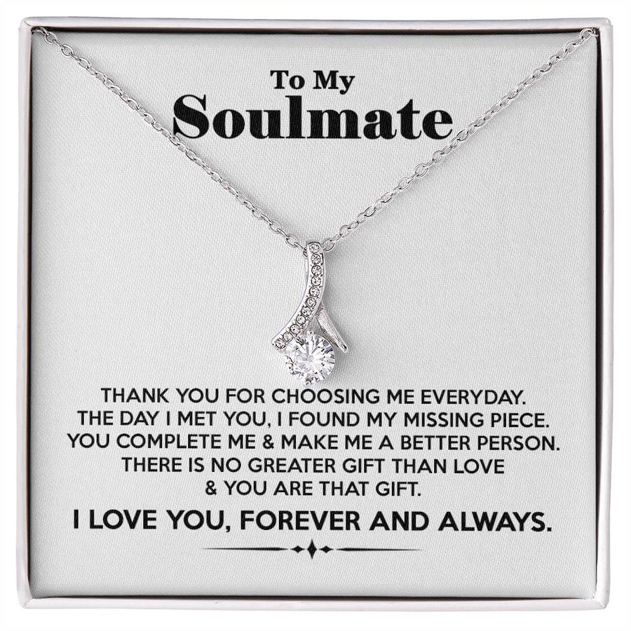 Soulmate Thank You Choosing Me Everyday Missing 18K Yellow Gold Finish Alluring Beauty Necklace Jewelry Perfect Gift for Beautiful Woman Anniversary