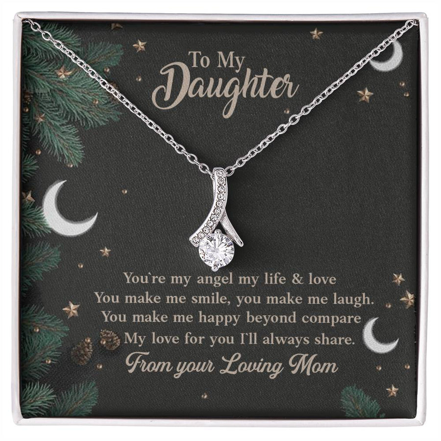 You Make Me Happy Beyond Compare 14K White Gold Finish Alluring Beauty Necklace Jewelry Heartfelt Gift for Precious Daughter Birthday