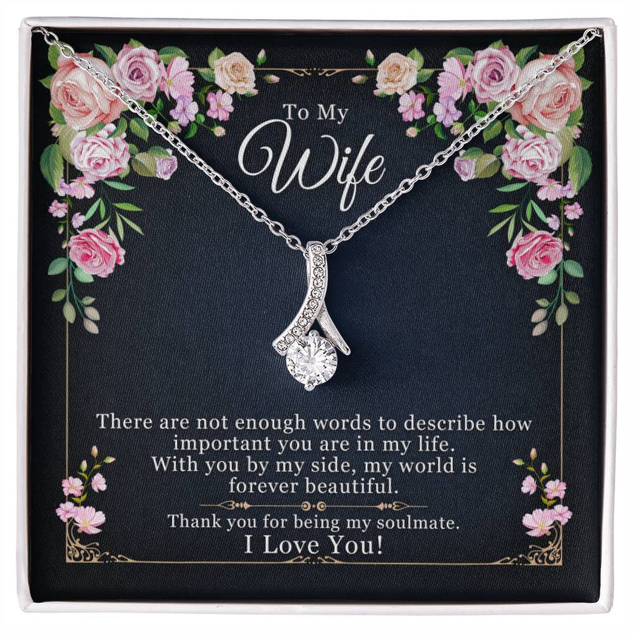You By My Side World Forever Beautiful 14K White Gold Finish Alluring Beauty Necklace Jewelry Perfect Gift for Beautiful Wife Anniversary