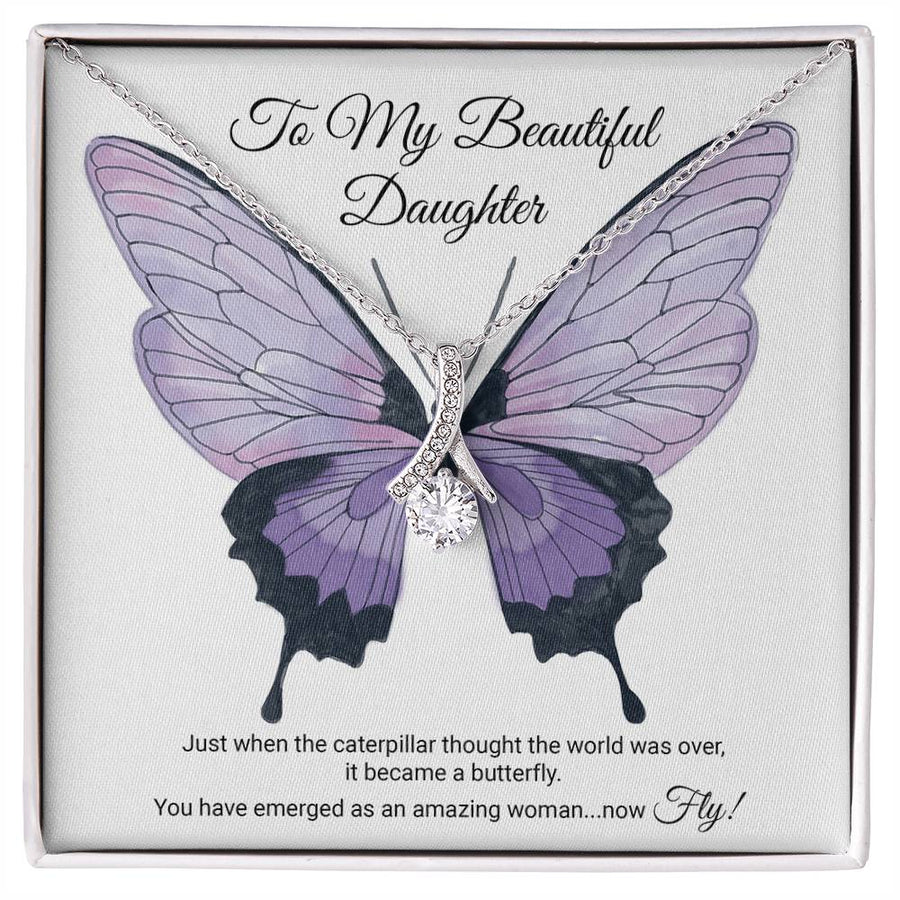 From Caterpillar to Butterfly Daughter Necklace 18K Yellow Gold Finish Alluring Beauty Jewelry Heartfelt Transformation and Empowerment Gift