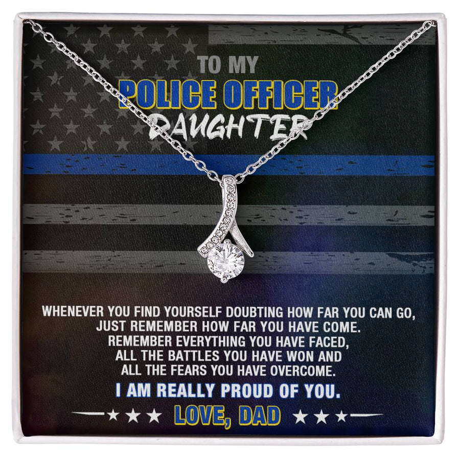 Police Officer Daughter Triumph Pride 18K Yellow Gold Finish Alluring Beauty Necklace Jewelry Proud Gift for Police Daughter Graduation