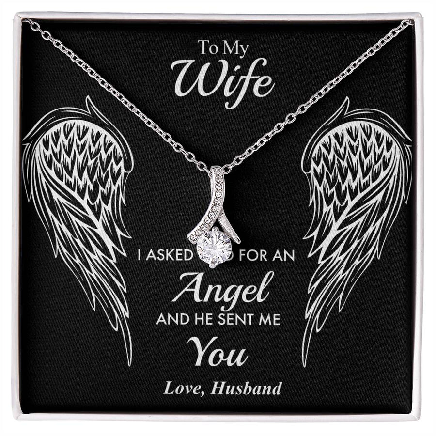 Asked God For Angel Wife 18K Yellow Gold Finish Alluring Beauty Necklace Jewelry Perfect Faith Gift for Wife Love Occasion