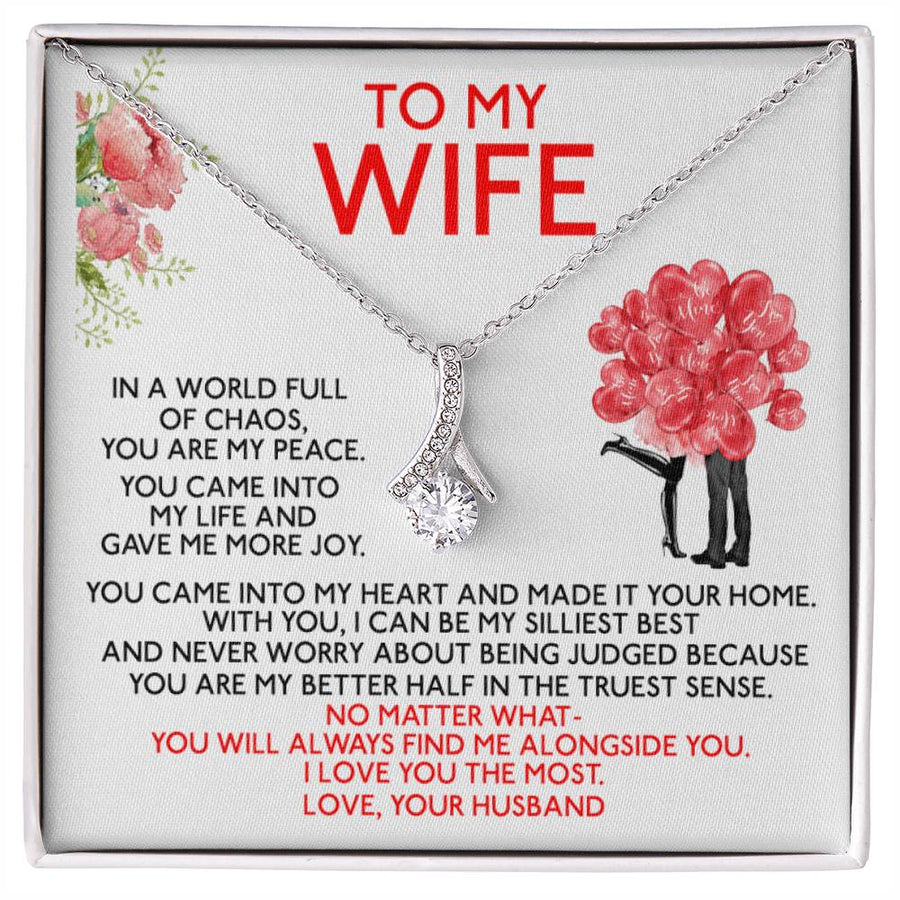 My Peace In Chaos Wife 18K Yellow Gold Finish Alluring Beauty Necklace Jewelry Romantic Gift for Wife Anniversary