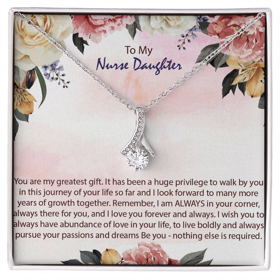 Greatest Gift Nurse Daughter Watercolor Necklace 18K Yellow Gold Finish Alluring Beauty Jewelry Heartfelt Present from Proud Parent