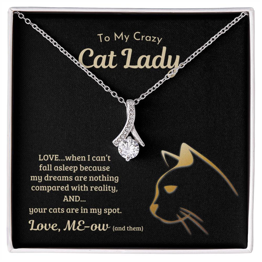 Crazy Cat Lady Midnight Purring Moments 18K Yellow Gold Finish Alluring Beauty Necklace Jewelry Beautiful Gift for Cat Lover Birthday