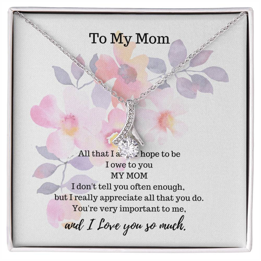 All That I Am Beautiful Mom Appreciation 18K Yellow Gold Finish Alluring Beauty Necklace Jewelry Heartfelt Mother’s Day Gift for Elegant Mom