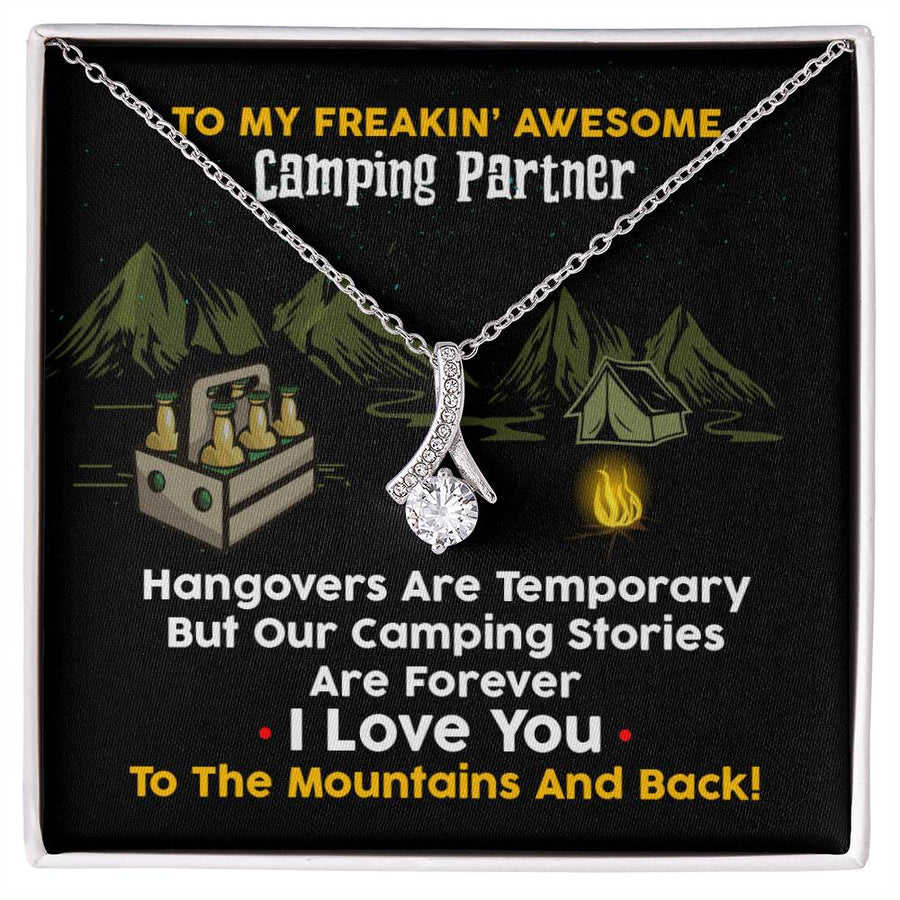 Forever Memories Night Sky Adventure 18K Yellow Gold Finish Alluring Beauty Necklace Jewelry Unique Gift for Awesome Camping Partner Anniversary