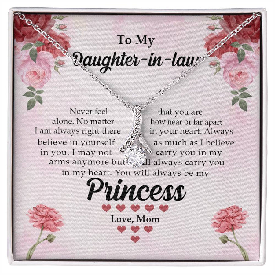 Always Carry You In My Heart Princess 18K Yellow Gold Finish Alluring Beauty Necklace Jewelry Beautiful Gift for Daughter-in-law