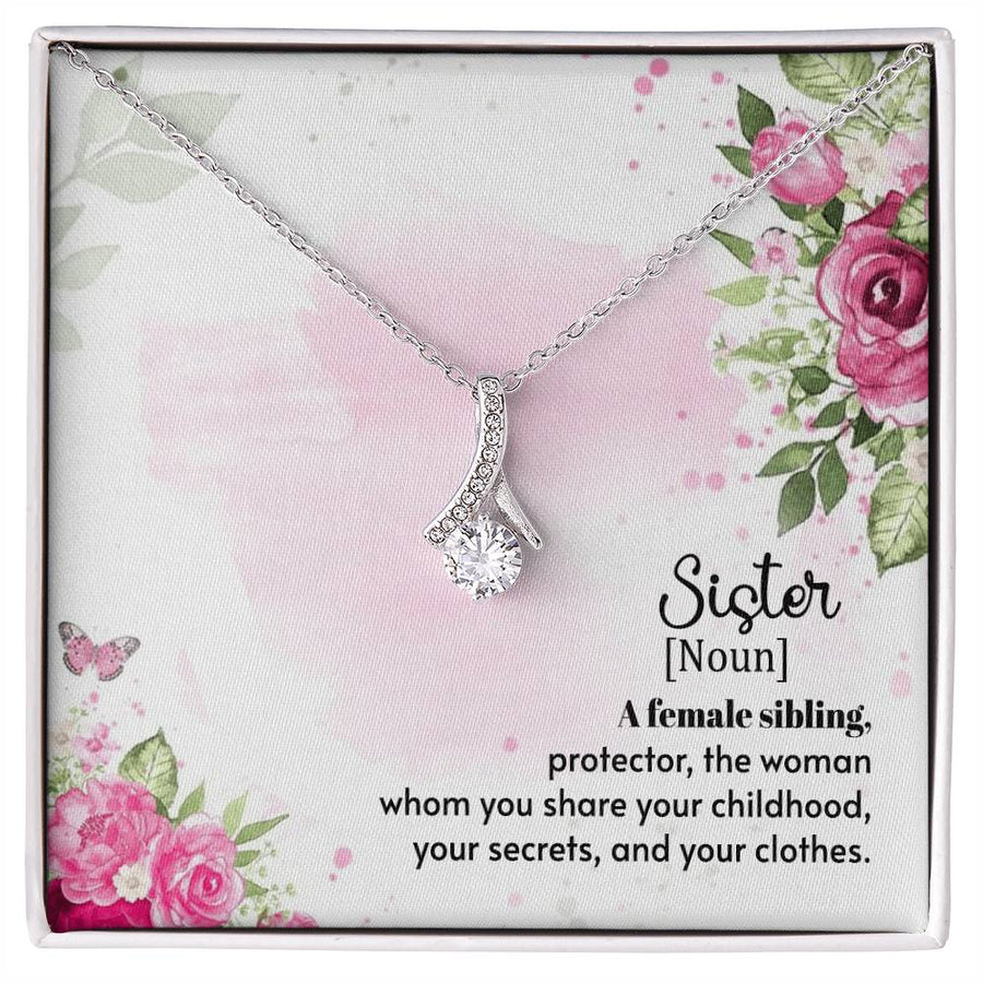 Best Sister Childhood Stories Beautiful Bond 18K Yellow Gold Finish Alluring Beauty Necklace Jewelry Heartfelt Gift for Elegant Sister Birthday