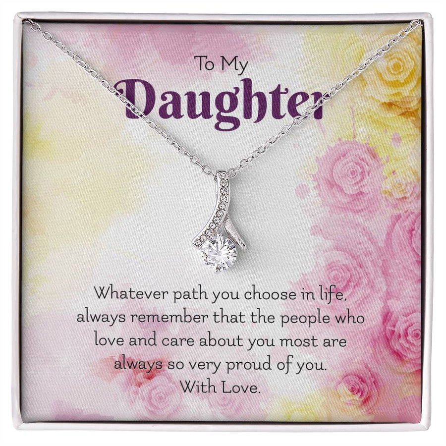 Loved and Cared For Daughter Keepsake Necklace 18K Yellow Gold Finish Alluring Beauty Jewelry Heartfelt Gift from Family