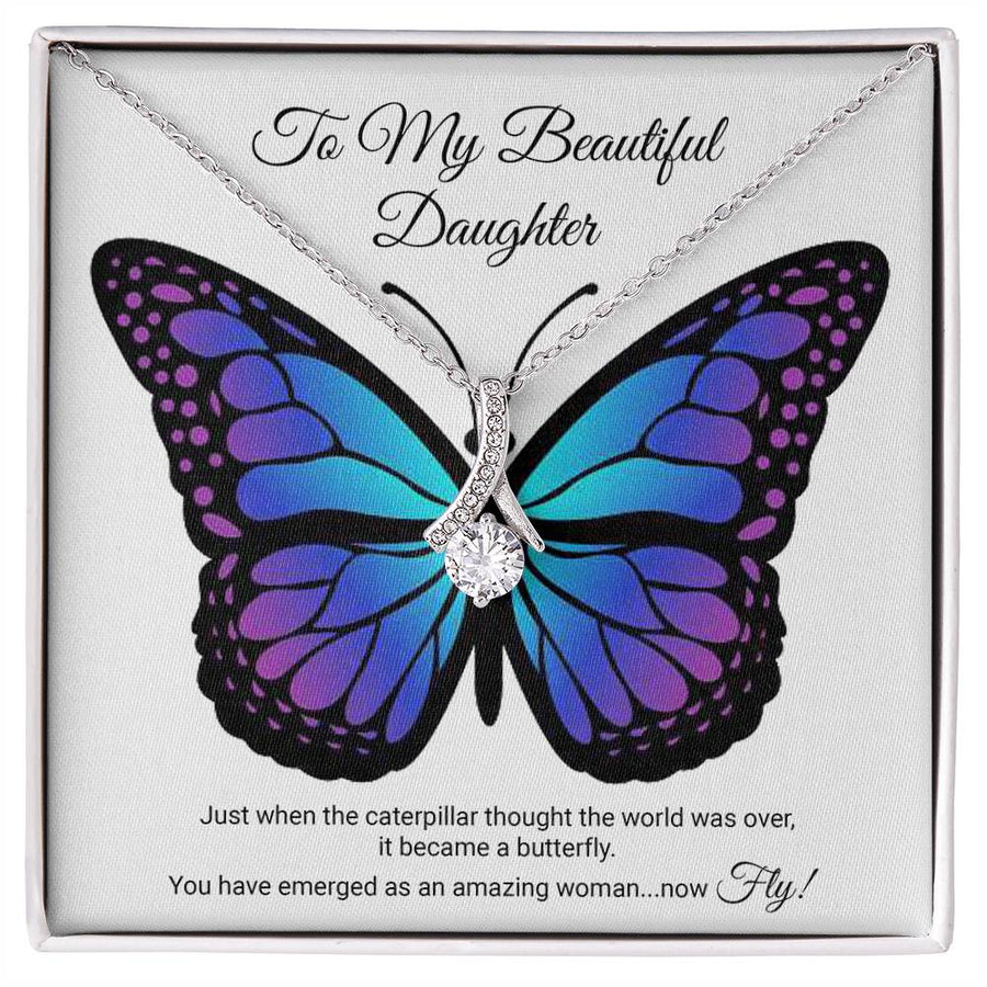 Emerged Butterfly Soar Woman 18K Yellow Gold Finish Alluring Beauty Necklace Jewelry Inspirational Gift for Beautiful Daughter Milestone