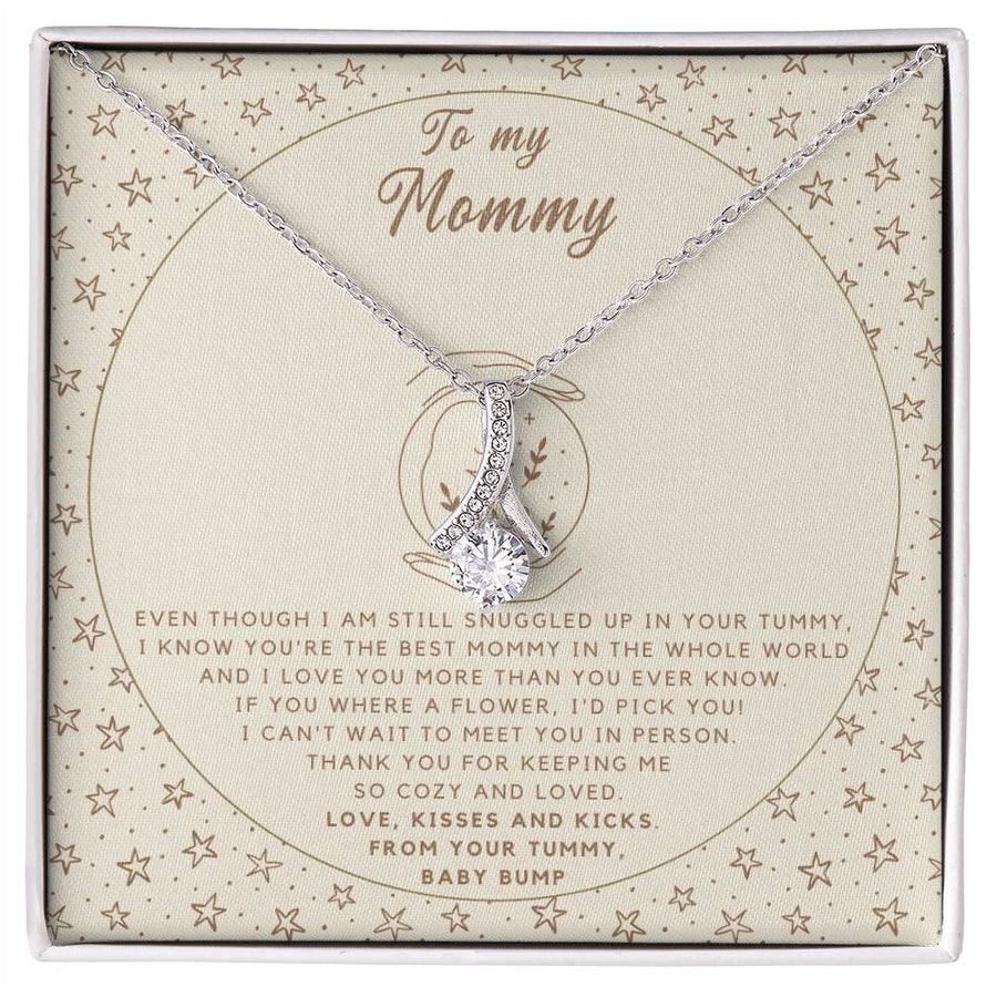 Cozy Tummy Baby Bump Love 18K Yellow Gold Finish Alluring Beauty Necklace Jewelry Beautiful Gift for Expecting Mommy Pregnancy
