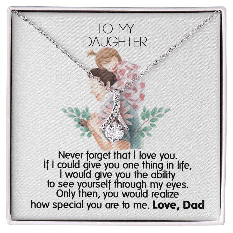Special Daughter Through Dad’s Eyes 18K Yellow Gold Finish Alluring Beauty Necklace Jewelry Heartfelt Gift for Loving Child Birthday