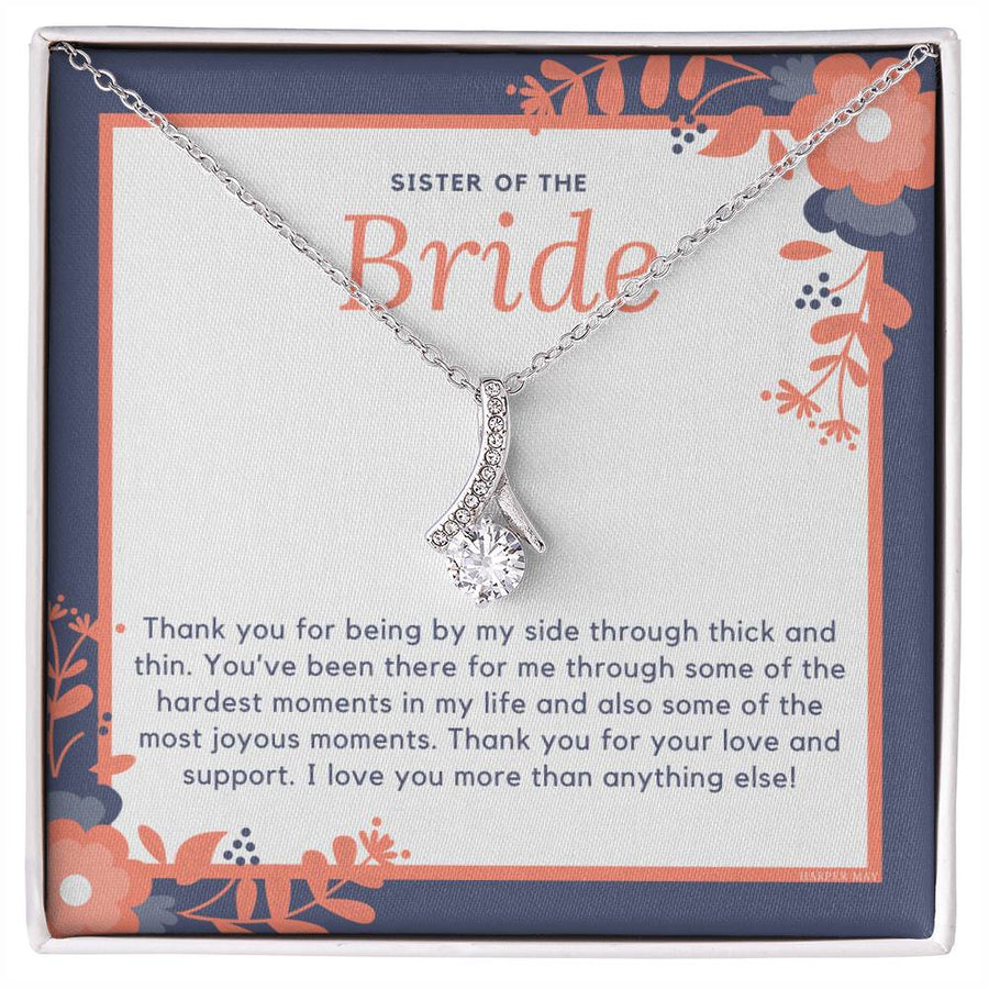 Thankful Sister of the Bride Forever 18K Yellow Gold Finish Alluring Beauty Necklace Jewelry Elegant Wedding Gift for Beautiful Sister Bridal Day
