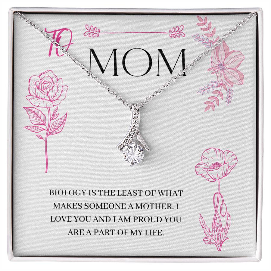 Proud You’re Part Of My Life Mom 18K Yellow Gold Finish Alluring Beauty Necklace Jewelry Beautiful Gift for Non-Biological Mom