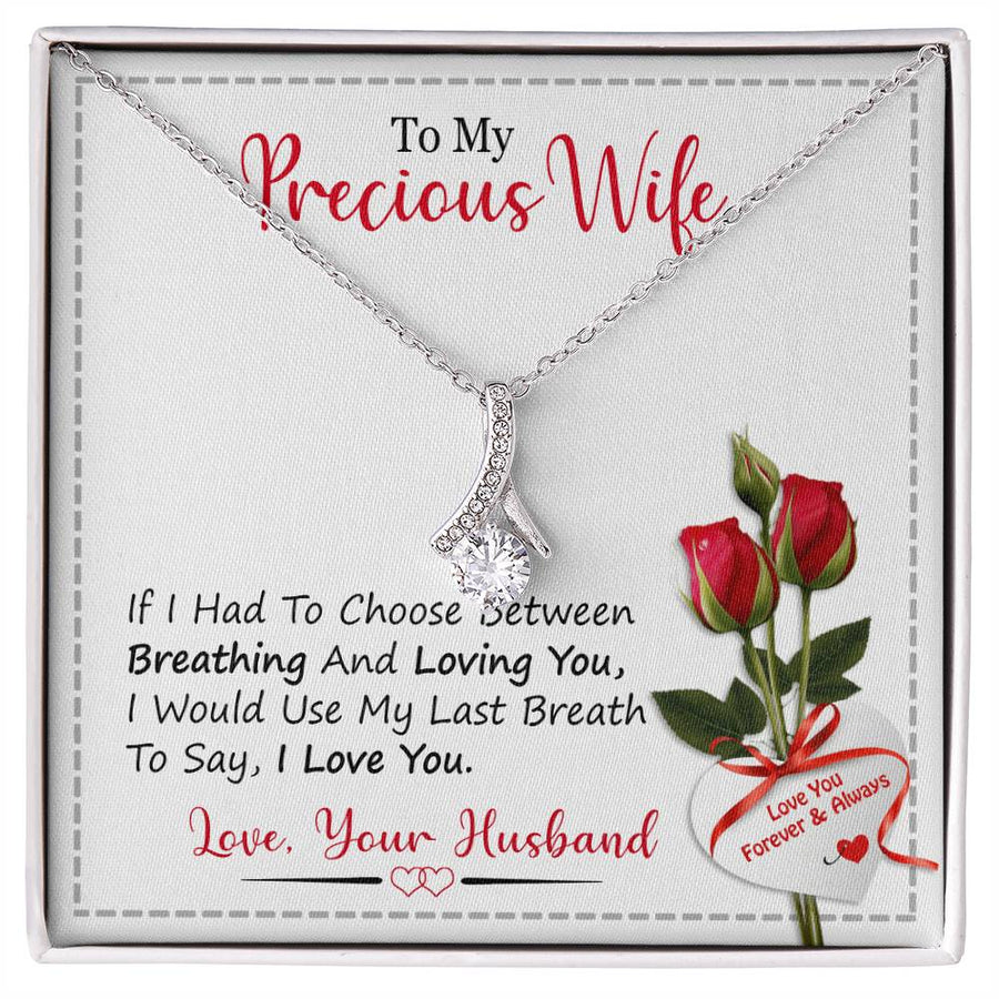 Love You Forever Always Stunning Wife Necklace 18K Yellow Gold Finish Alluring Beauty Necklace Jewelry Emotional Gift for Gorgeous Wife Anniversary