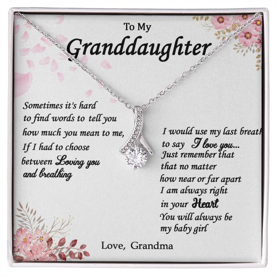 I Would Use My Last Breath To Say I Love You 14K White Gold Finish Alluring Beauty Necklace Jewelry Loving Gift for Granddaughter Birthday